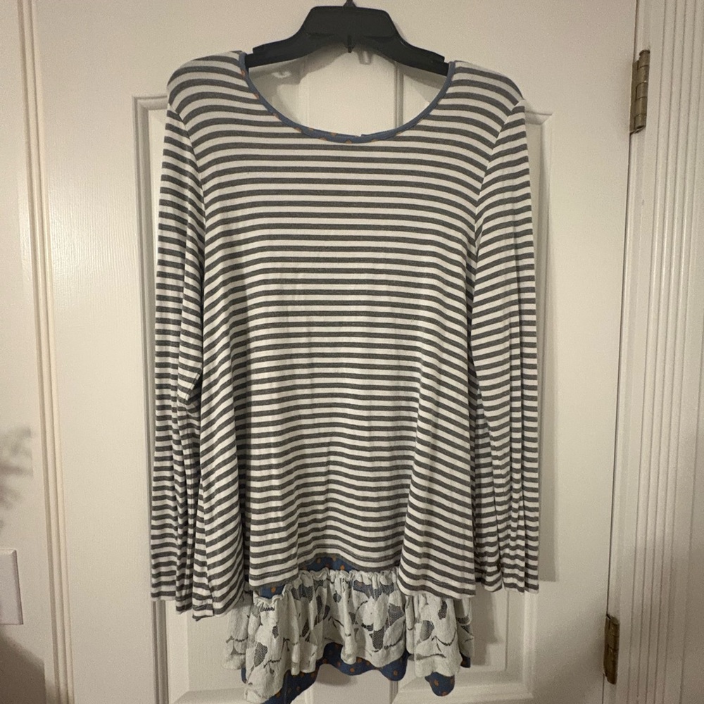 Matilda Jane 2 layer, striped long sleeve top and ruffle tank
